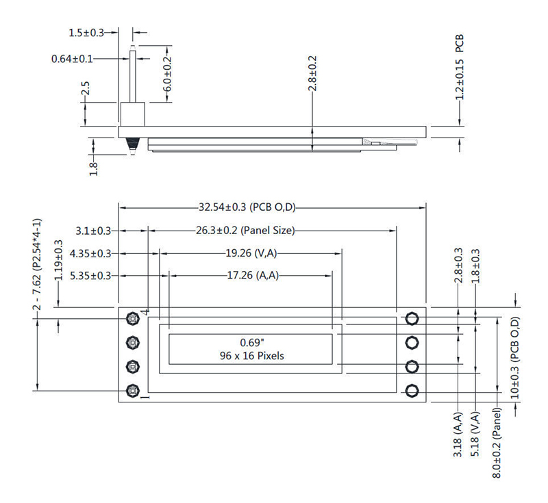 0.69 inch oled display module