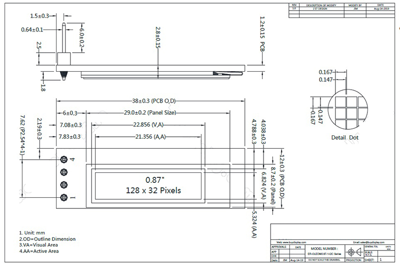 0.87 Inch Oled Screen Module 128x32 