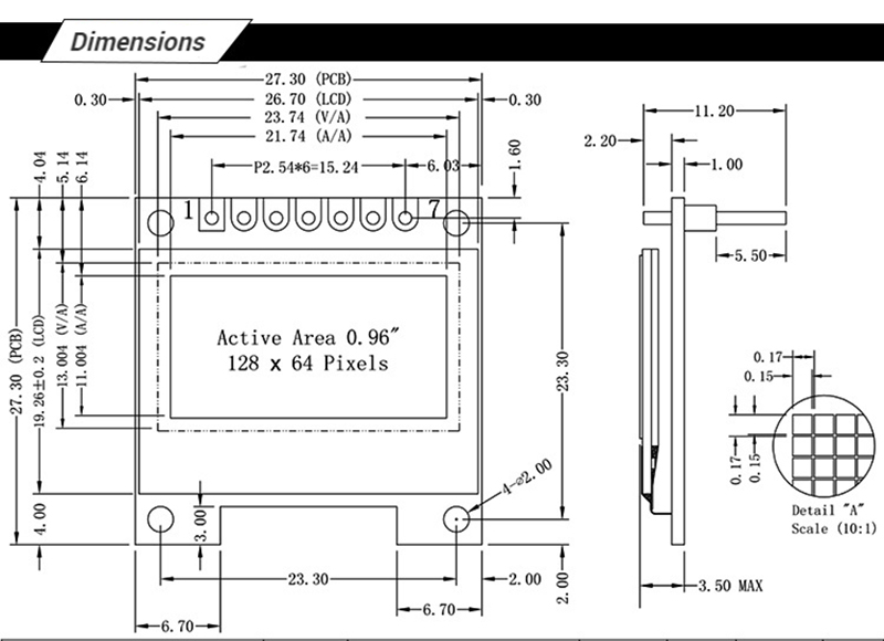  0.96 Inch I2C OLED Display Module