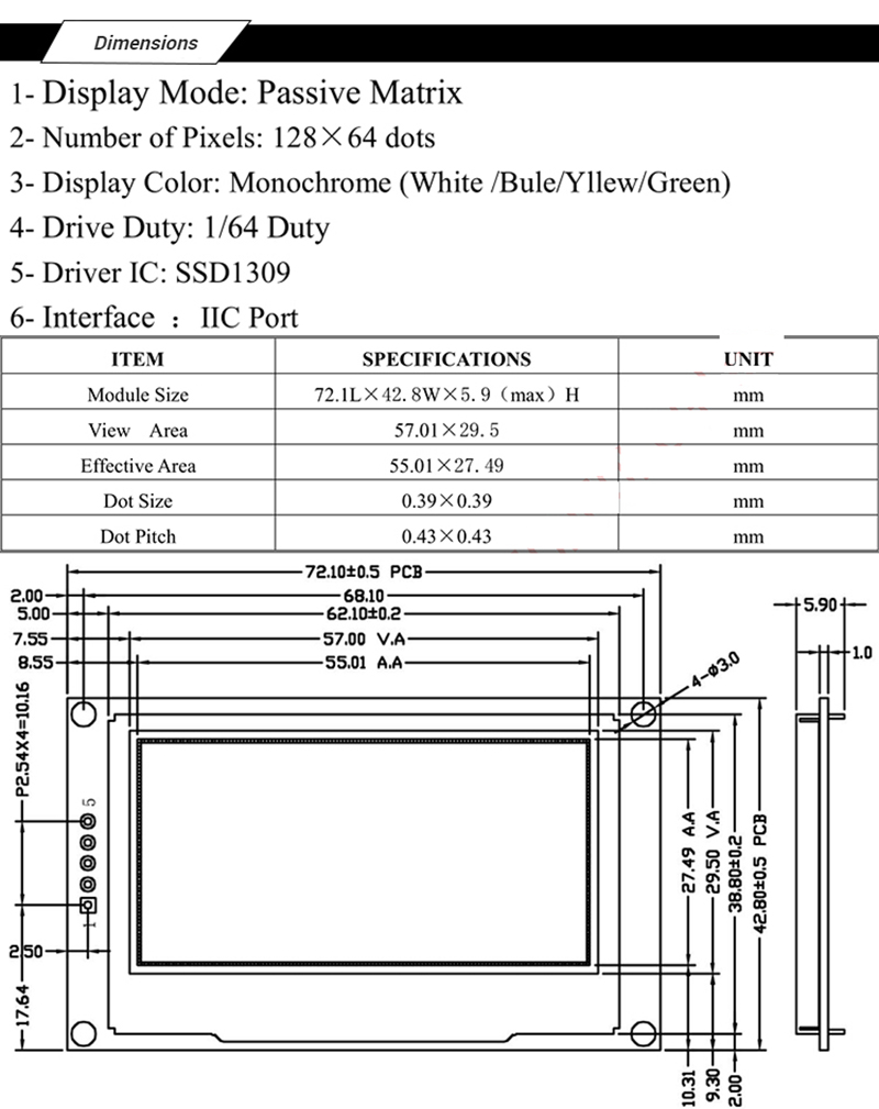242 inch OLED Display Module