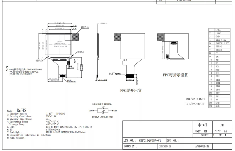 1.3 Inch Colorful TFT Module ST7789