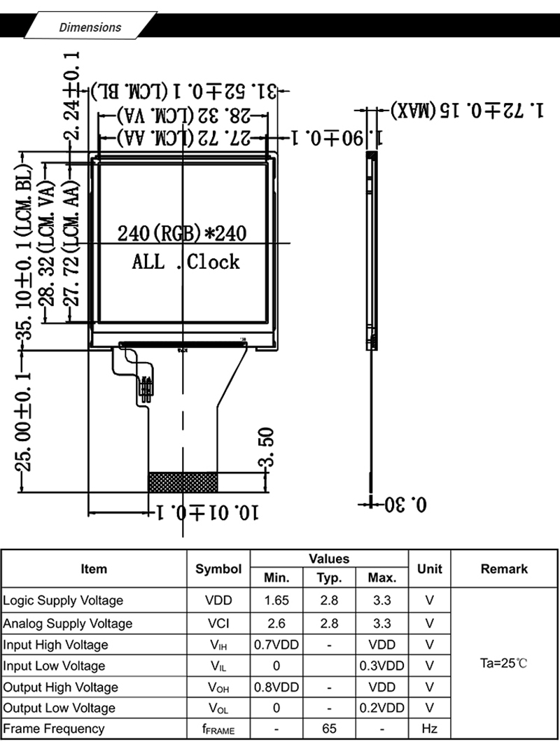 1.54 inch TFT LCD Module 240X240