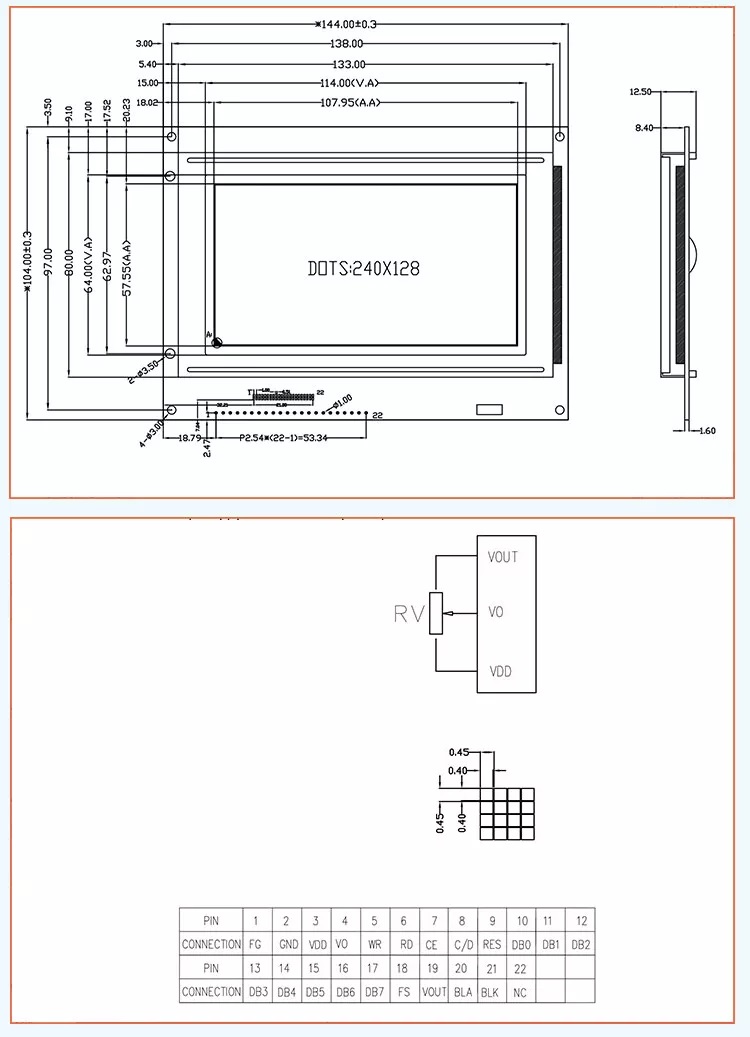 240x128 LCD Graphic Display Module