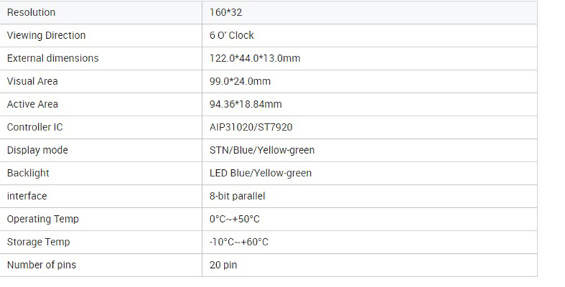 Graphic LCD Module 160x32 