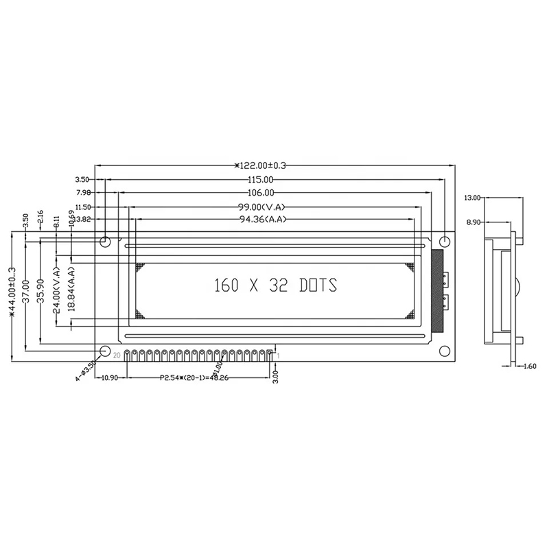 160x32 LCD Graphic Display Module