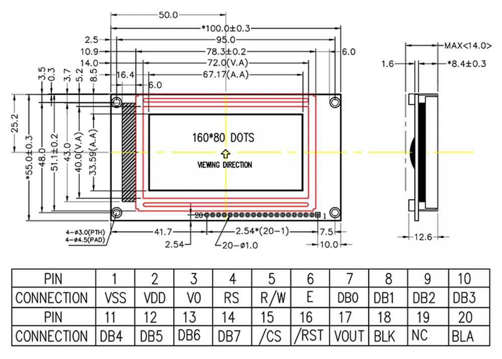 160x80 LCD Display Module