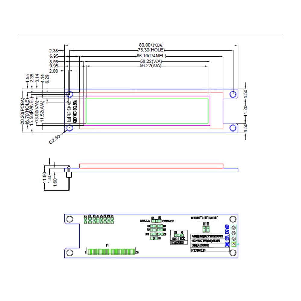 1602 16x2 oled character display module