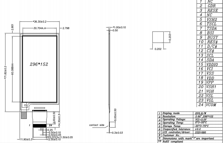eink epaper display 296x152