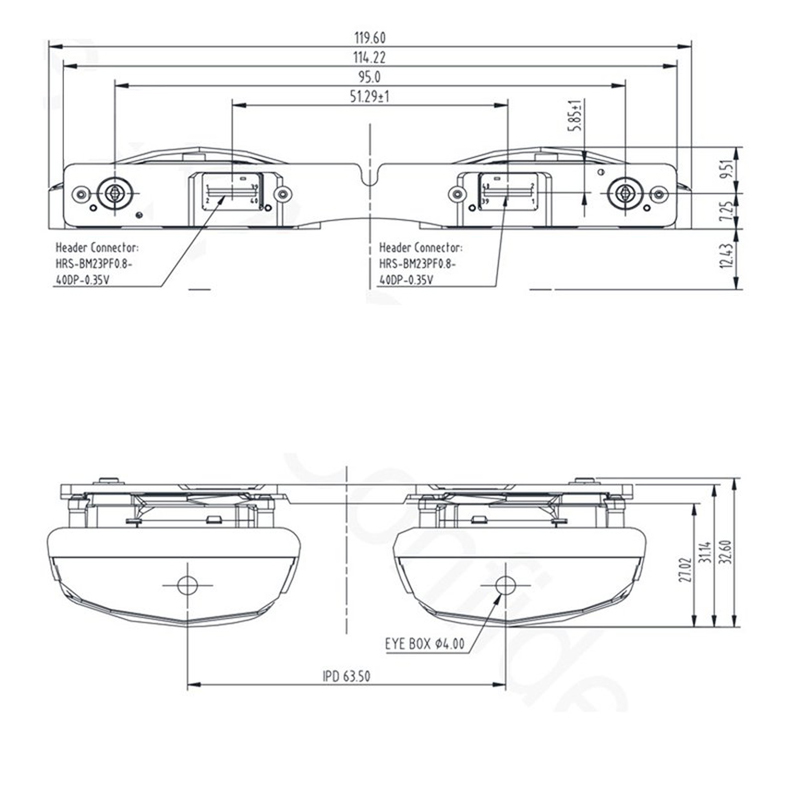 Binocular Birdbath Optical Module FOV 43° 